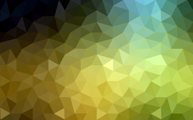Multicolor dark green, yellow, orange polygonal design pattern, which consist of triangles and gradient in origami style.
