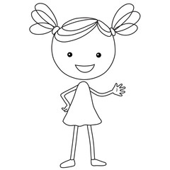 Illustration of cartoon girl in black color