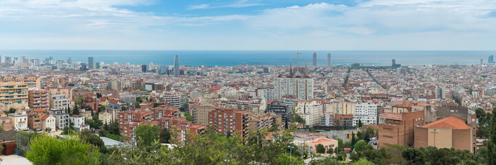 Fototapeta na wymiar Panorama City View of Barcelona