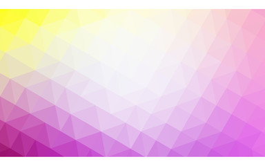 Multicolor pink, yellow polygonal design pattern, which consist of triangles and gradient in origami style.