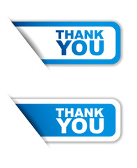 blue set vector paper stickers thank you