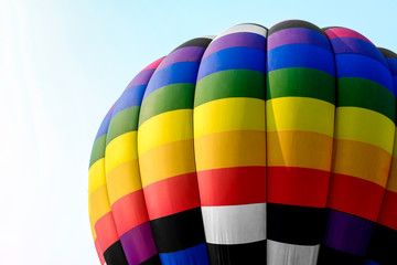 Close-up colorful hot air balloons in the sky