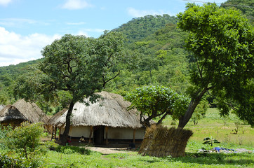 Fototapeta na wymiar African Huts - Zambia