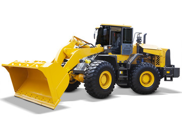 Modern wheel loader with yellow color