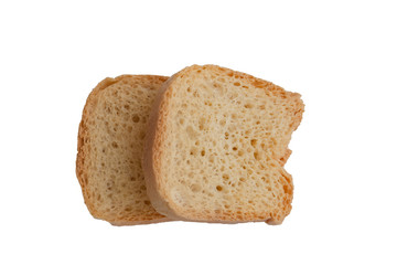 slices of the bread on the white