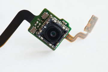 Close-up mobile camera on electronic board