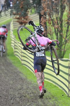 Cyclist compete in cycle race of cyclocross