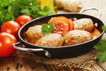 Meat cutlets with cabbage