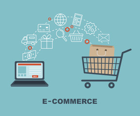 Shopping and e-commerce graphic design with icons, vector illustration.