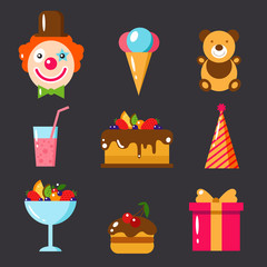 Happy Birthday set, vector illustration