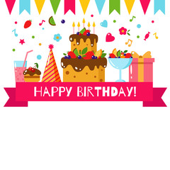 Happy Birthday set, vector illustration