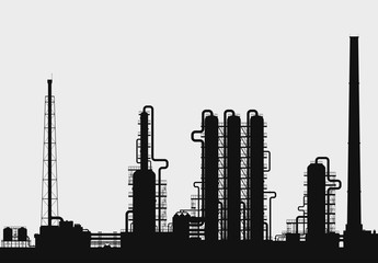 Fototapeta na wymiar Oil refinery or chemical plant silhouette.