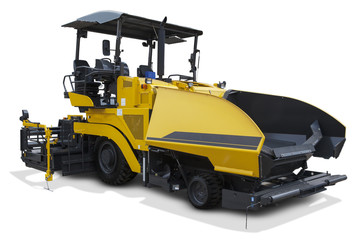 Yellow asphalt spreader machine