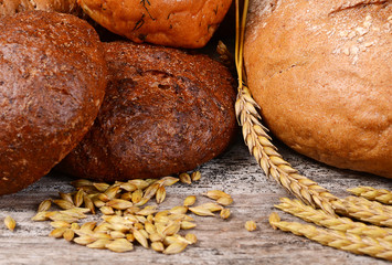 Fresh bread with ears a rye