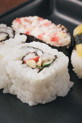 sushi rolls with filter effect retro vintage style