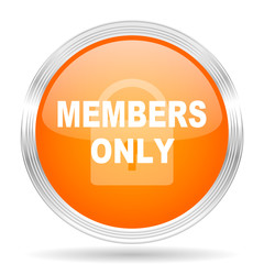 members only orange silver metallic metallic chrome web circle glossy icon