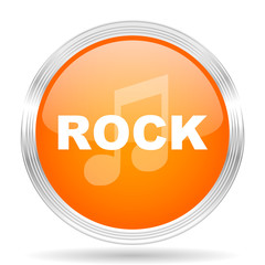 rock music orange silver metallic metallic chrome web circle glossy icon