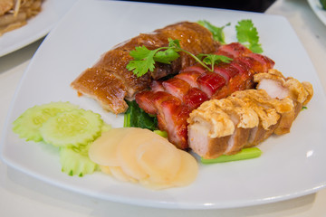 Roasted barbecue pork with roasted duck