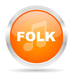 folk music orange silver metallic metallic chrome web circle glossy icon