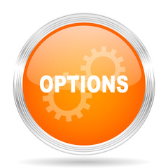options orange silver metallic metallic chrome web circle glossy icon