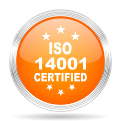 iso 14001 orange silver metallic metallic chrome web circle glossy icon