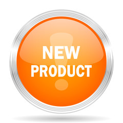 new product orange silver metallic metallic chrome web circle glossy icon