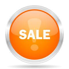 sale orange silver metallic metallic chrome web circle glossy icon