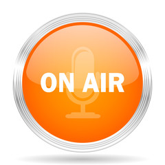 on air orange silver metallic metallic chrome web circle glossy icon