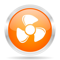 fan orange silver metallic metallic chrome web circle glossy icon