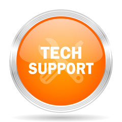 technical support orange silver metallic metallic chrome web circle glossy icon