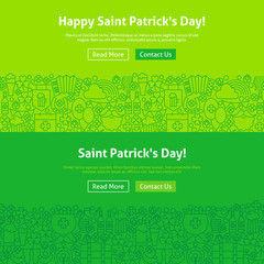 Saint Patrick Day Line Art Web Banners Set