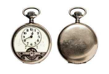 Plakat Rare Pocket Watch Isolated on White (Clipping path)