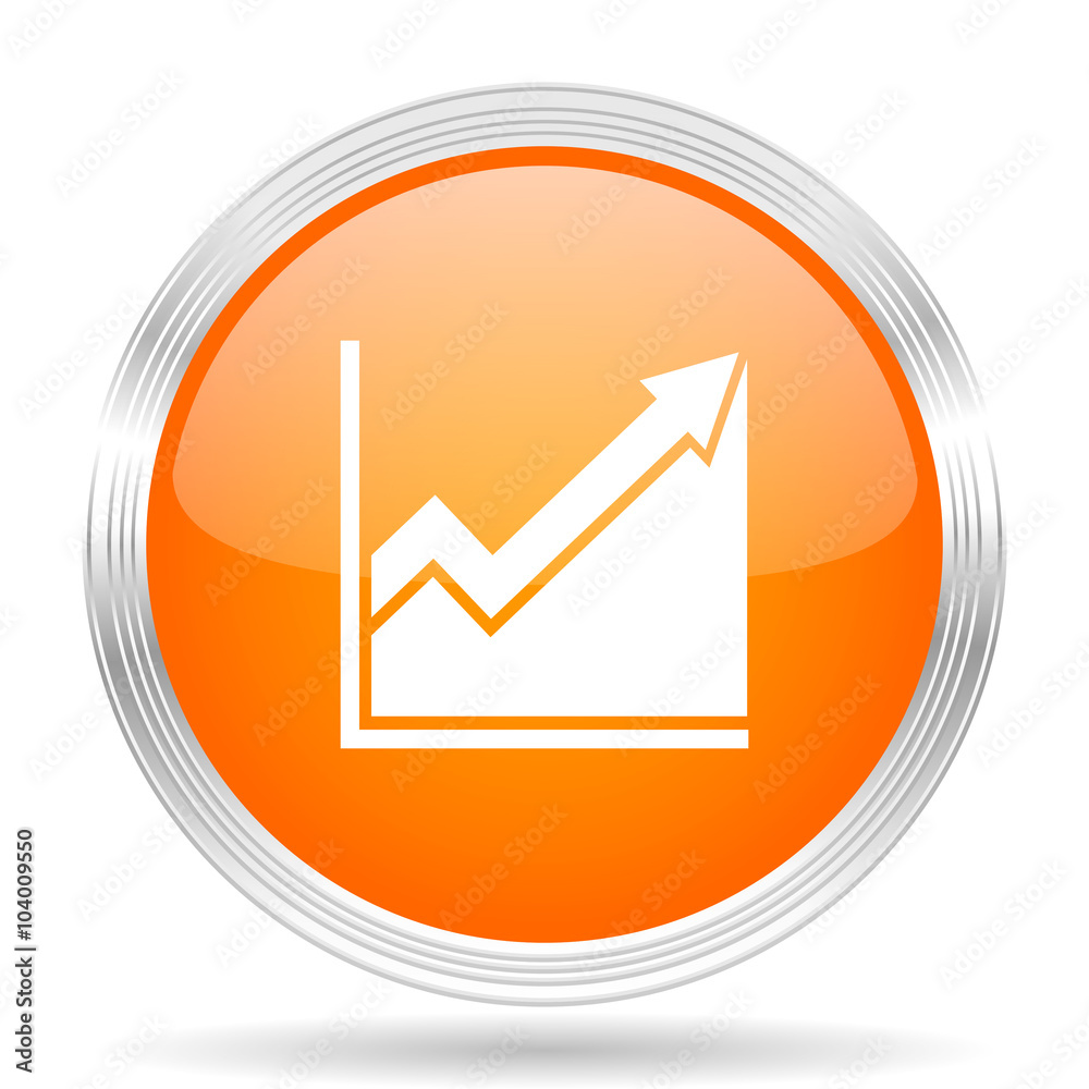 Poster histogram orange silver metallic metallic chrome web circle glossy icon