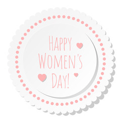 Happy Women's Day Postcard Circle white on a white background.