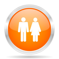 couple orange silver metallic metallic chrome web circle glossy icon