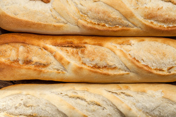 French baguette. Top view.