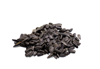 hill of seeds of a sunflower on a white background
