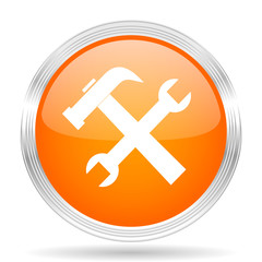 tool orange silver metallic metallic chrome web circle glossy icon