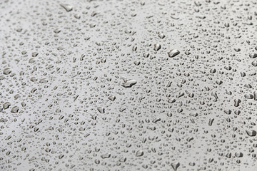 Water droplets on metal