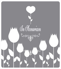 In memoriam, condolences icon over gray color background