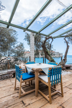Sea view terrace of luxury restaurant