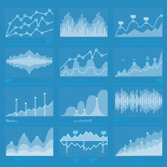 Big Data Statistics Background Business Graph Analysis Statistic Set Marketing. Analysis Vector  Infographics. Banner Graph Information Business Chart Illustration Graph Statistic Sound Wave Histogram - obrazy, fototapety, plakaty