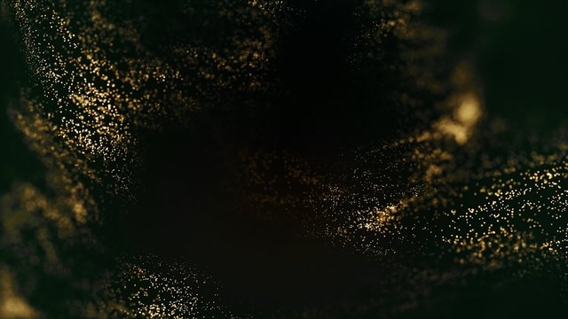 Dark gold abstract particles, defocused bokeh seamless loop