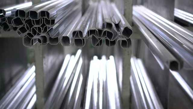 A large number of window metal profile. 4K
