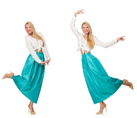 Composite photo of woman in various poses