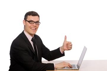 Young businessman isolated on the white