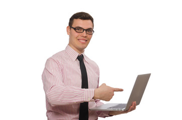 Young businessman isolated on the white