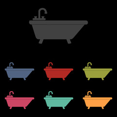 vector icons set on black background