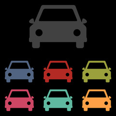 vector icons set on black background