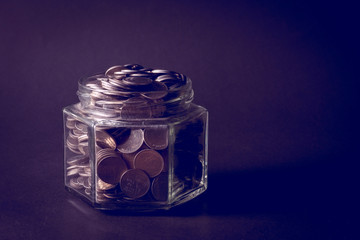 money in the glass with filter effect retro vintage style